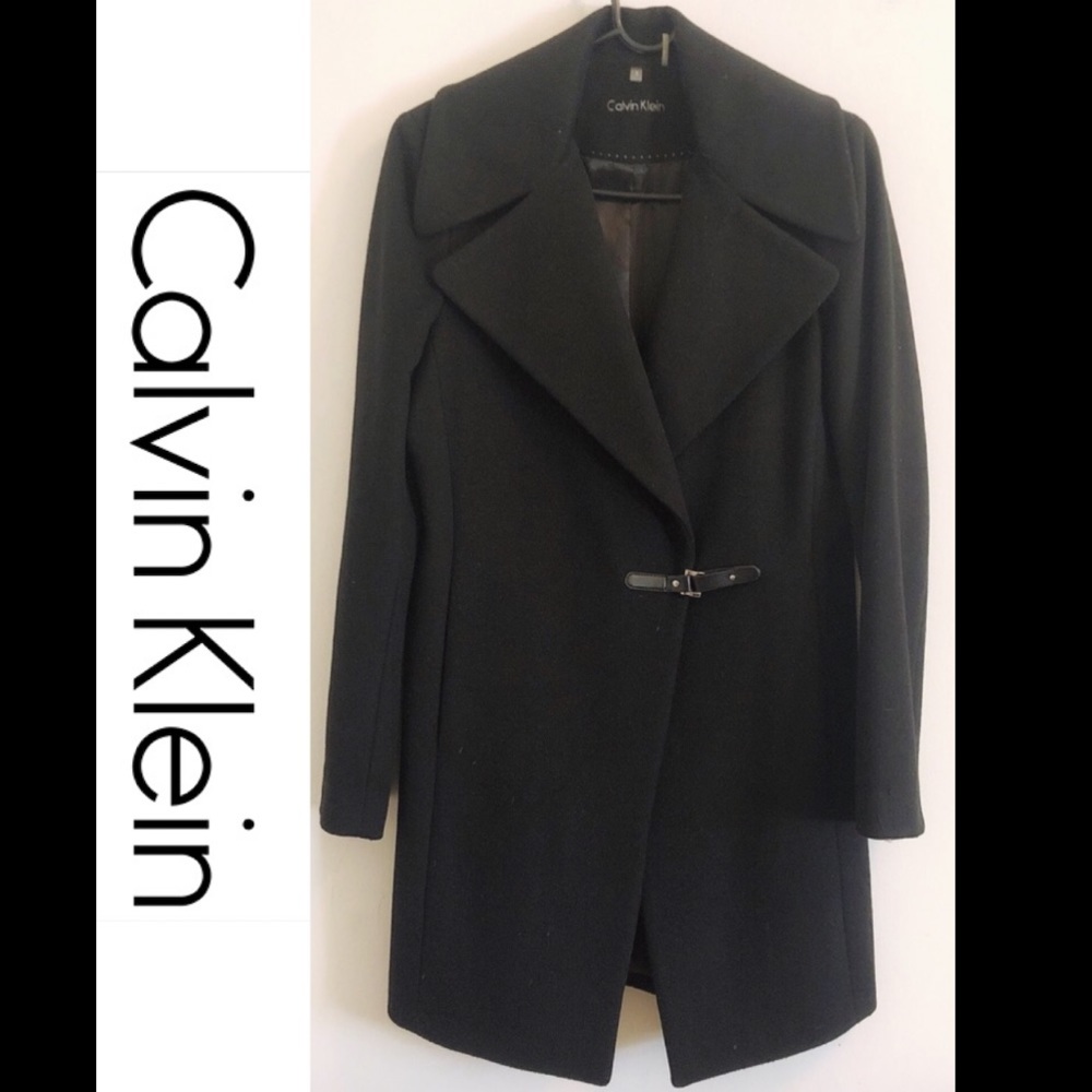 Women’s Calvin Klein Size 6 Black Wool-Blend Coat